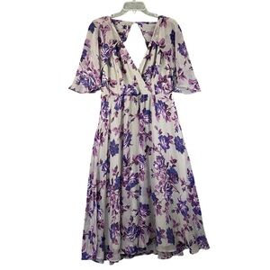 ASOS Purple Floral Elsie Dress Flutter Sleeve Lined Size 12 NEW